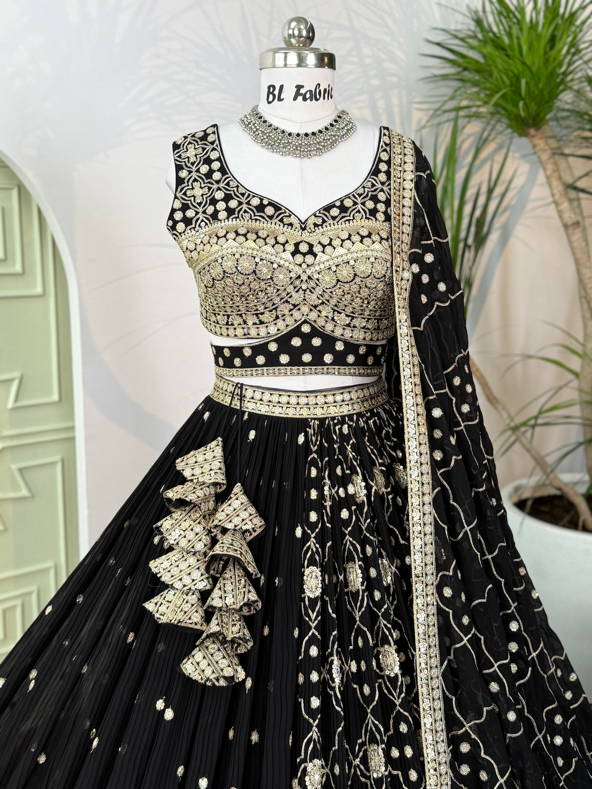 Black color Sequence Embroidery work Designer Lehenga Choli BL1608