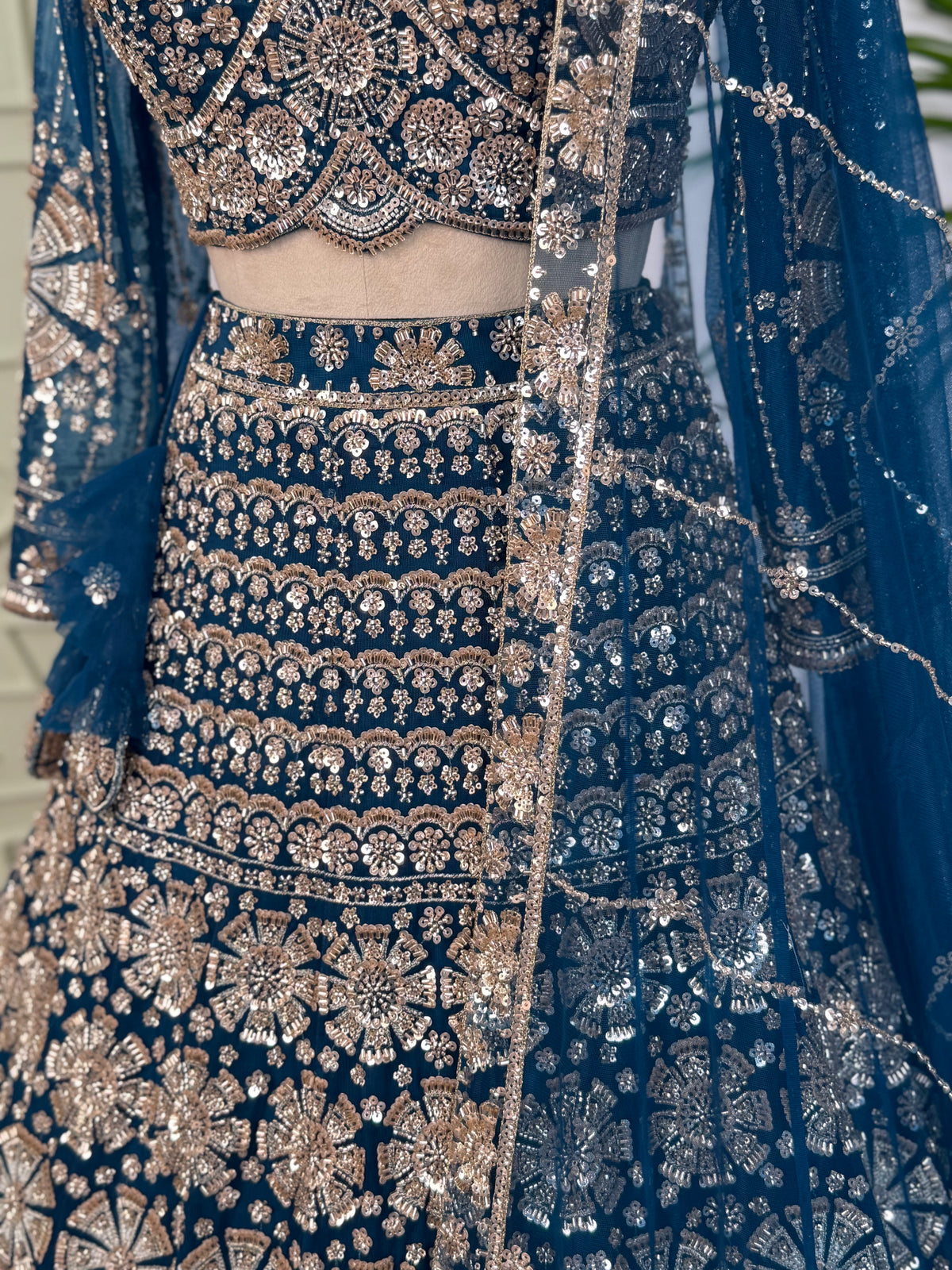Firozi color Hand Embroidery work Designer Lehenga Choli for Wedding Function BL1606