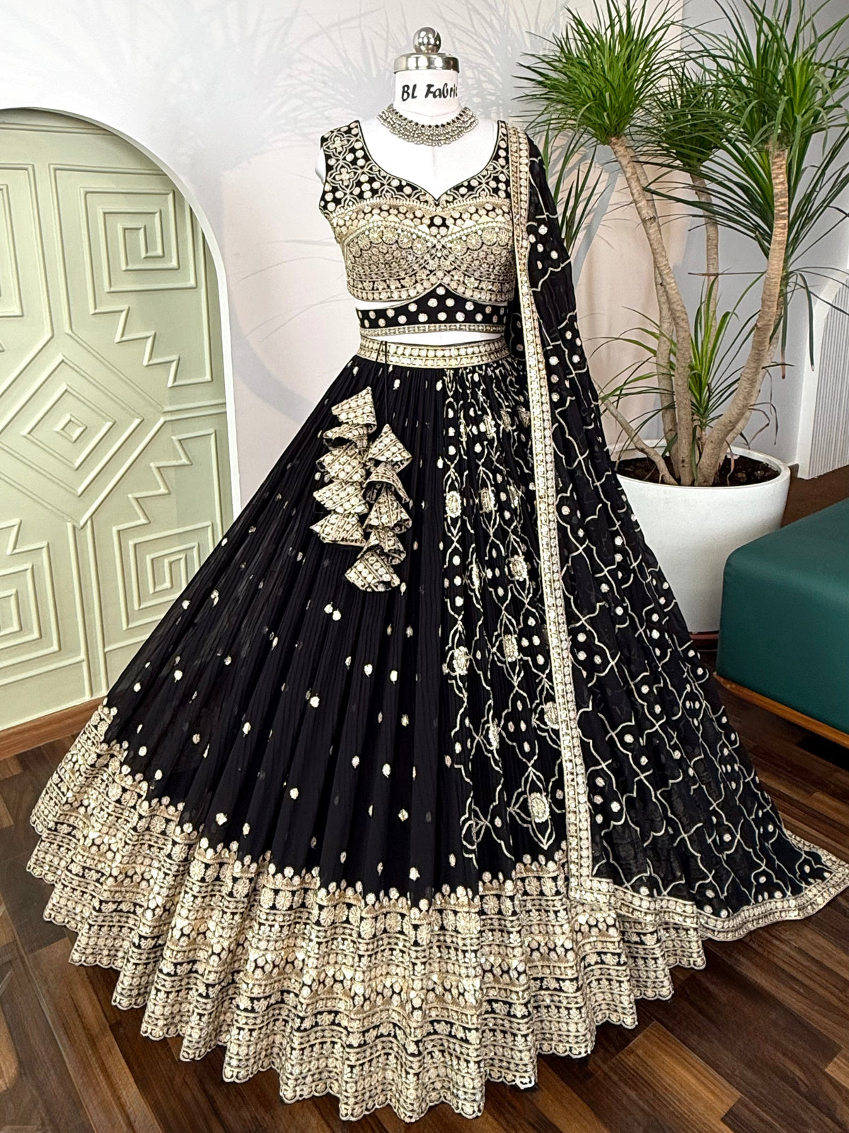 Black color Sequence Embroidery work Designer Lehenga Choli BL1608