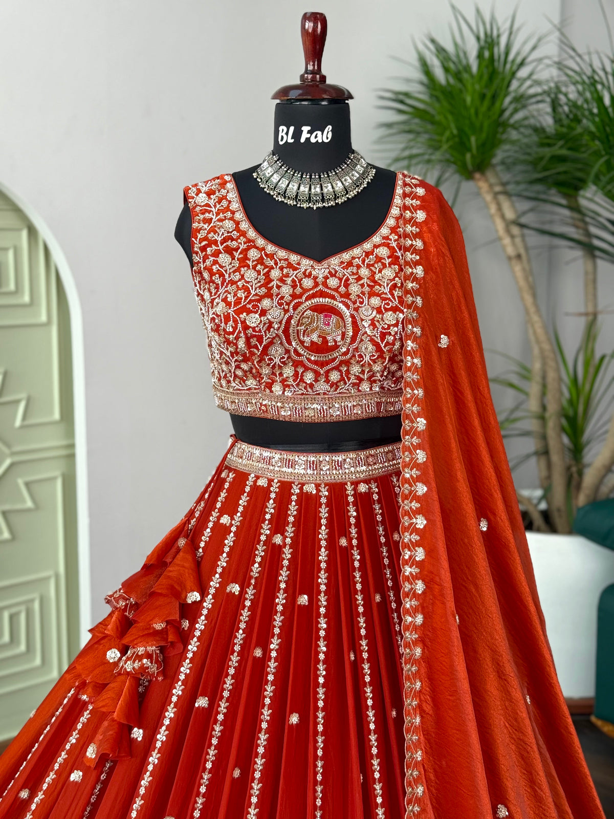 Orange color Hand Embroidery work Designer Lehenga Choli for Wedding Function BL1623