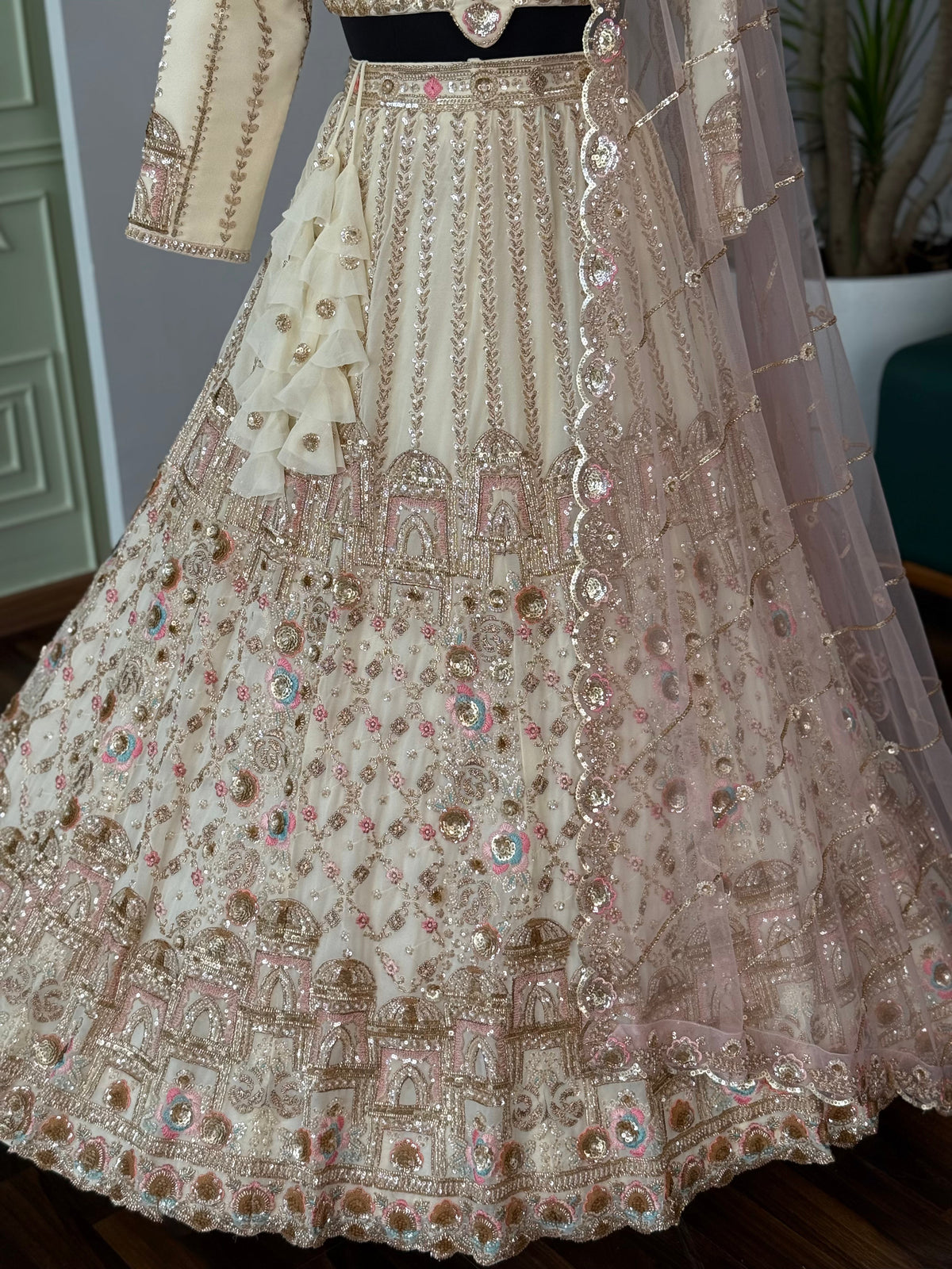 Off white color Hand Embroidery work Designer Lehenga Choli for Wedding Function BL1625