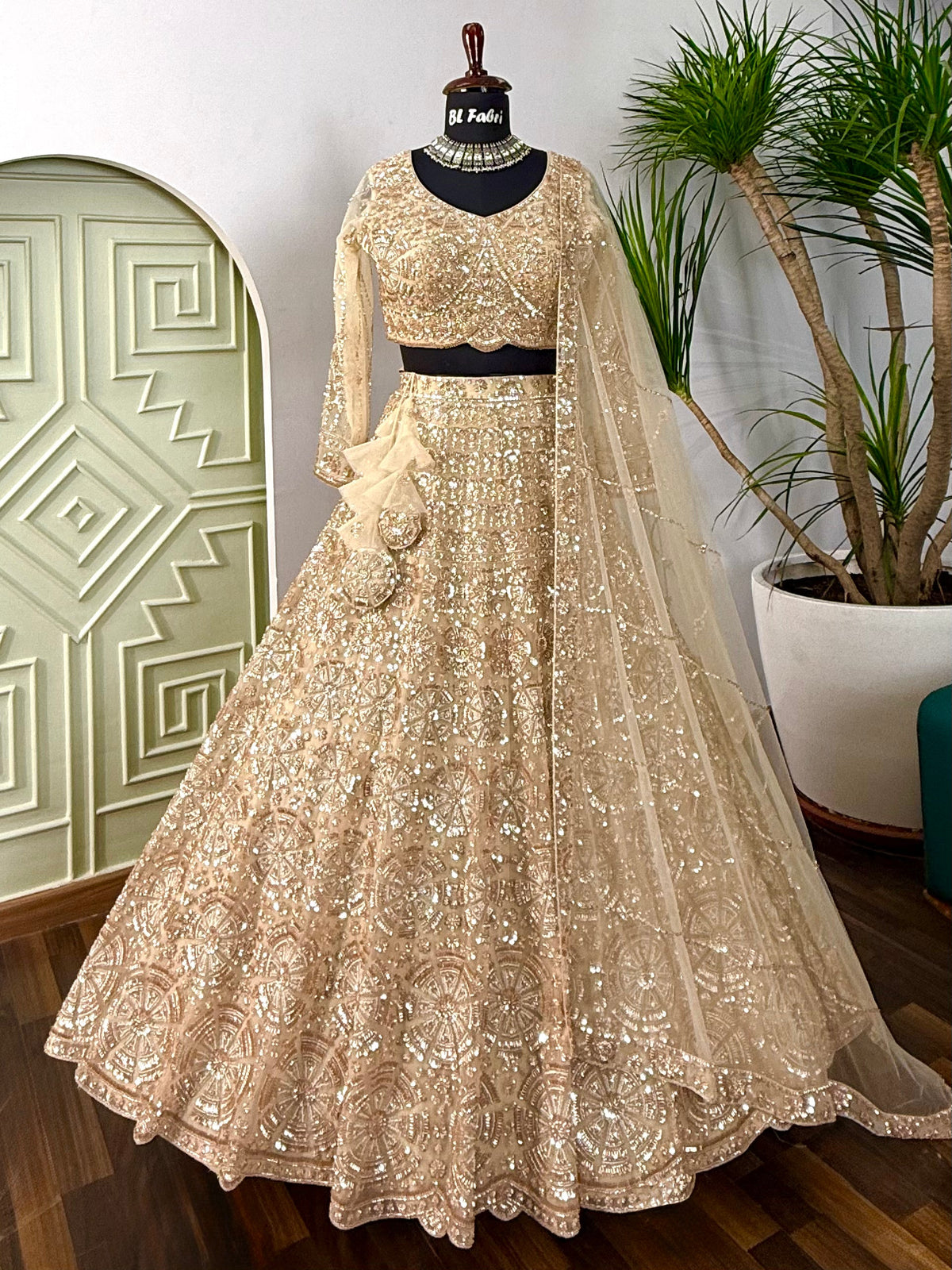 Golden color Hand Embroidery work Designer Lehenga Choli for Wedding Function BL1607