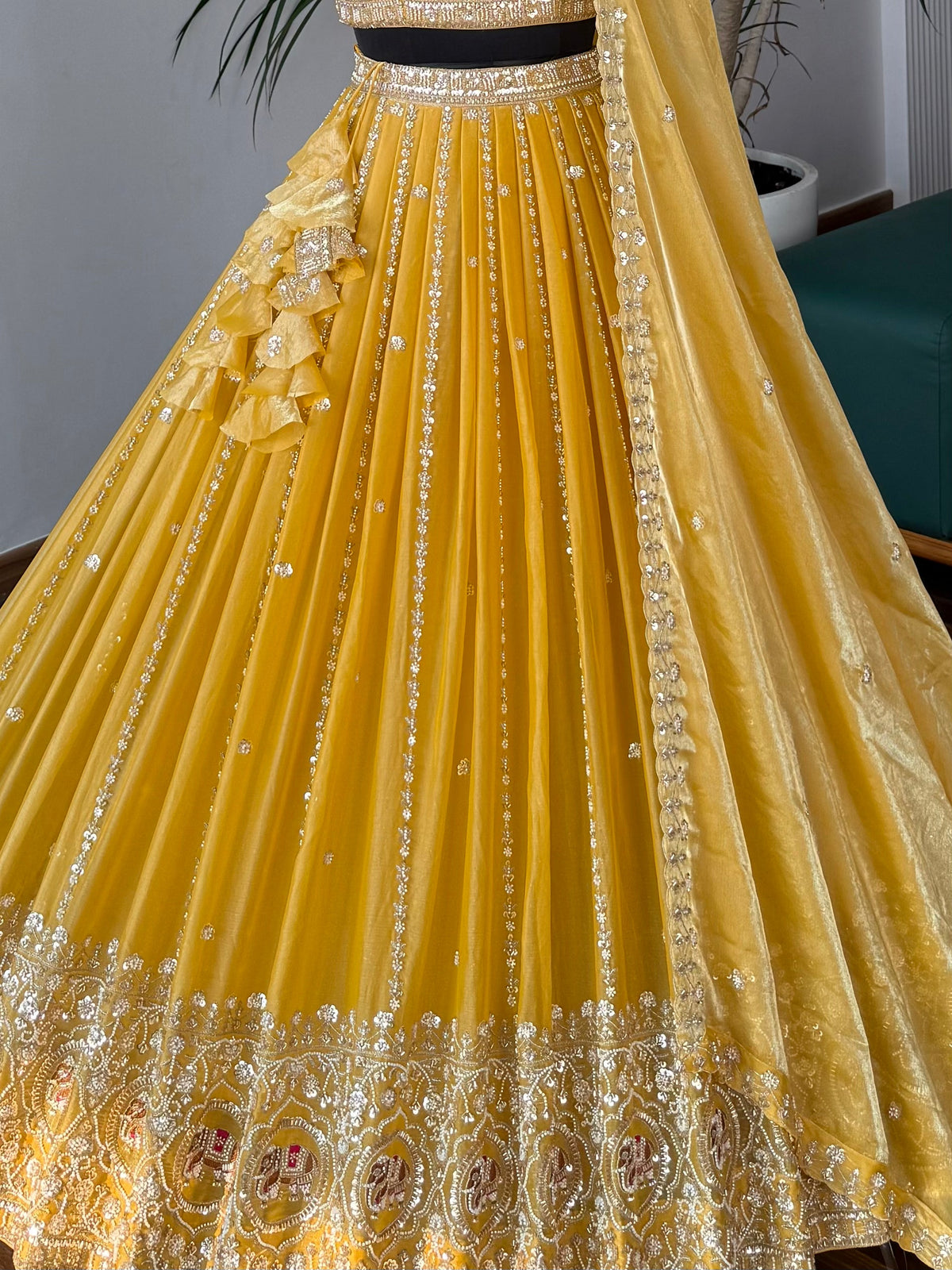 Yellow color Hand Embroidery work Designer Lehenga Choli for Wedding Function BL1621