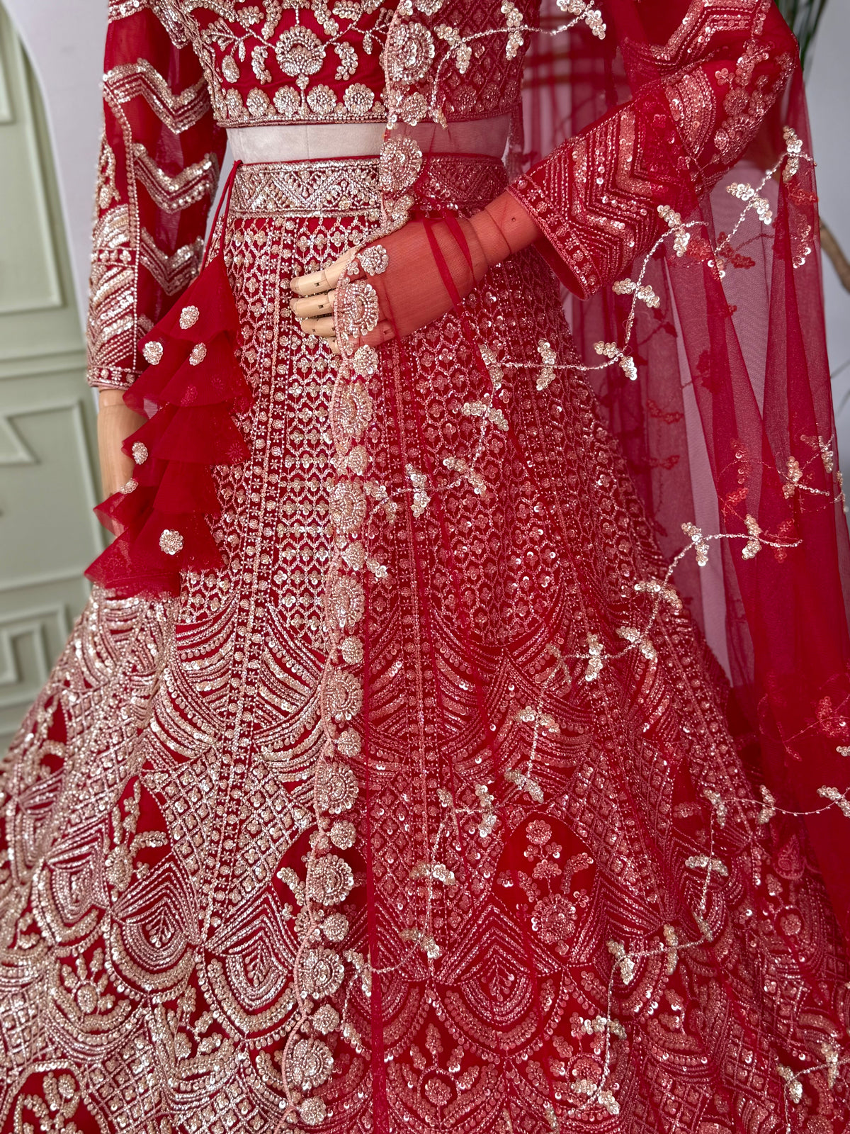 Red color Hand Embroidery work Designer Lehenga Choli for Wedding Function BL1609