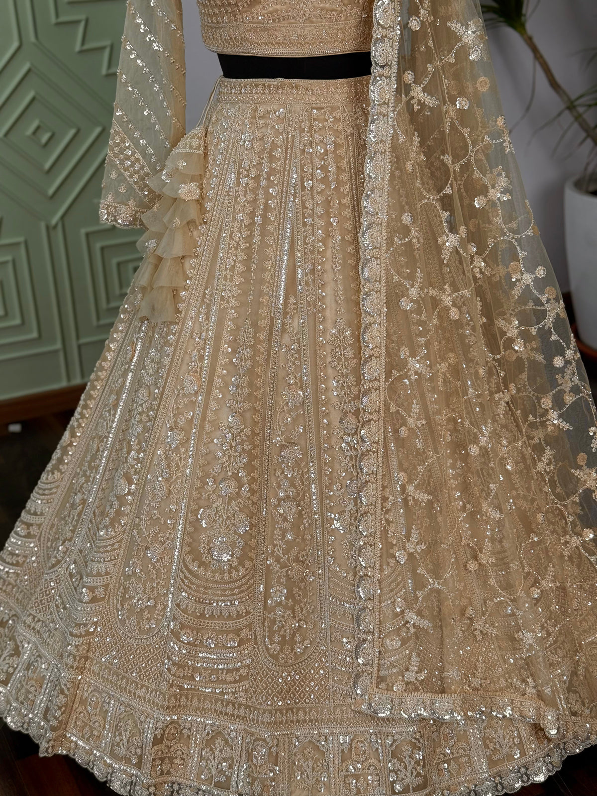 Golden color Hand Embroidery work Designer Lehenga Choli for Wedding Function BL1626