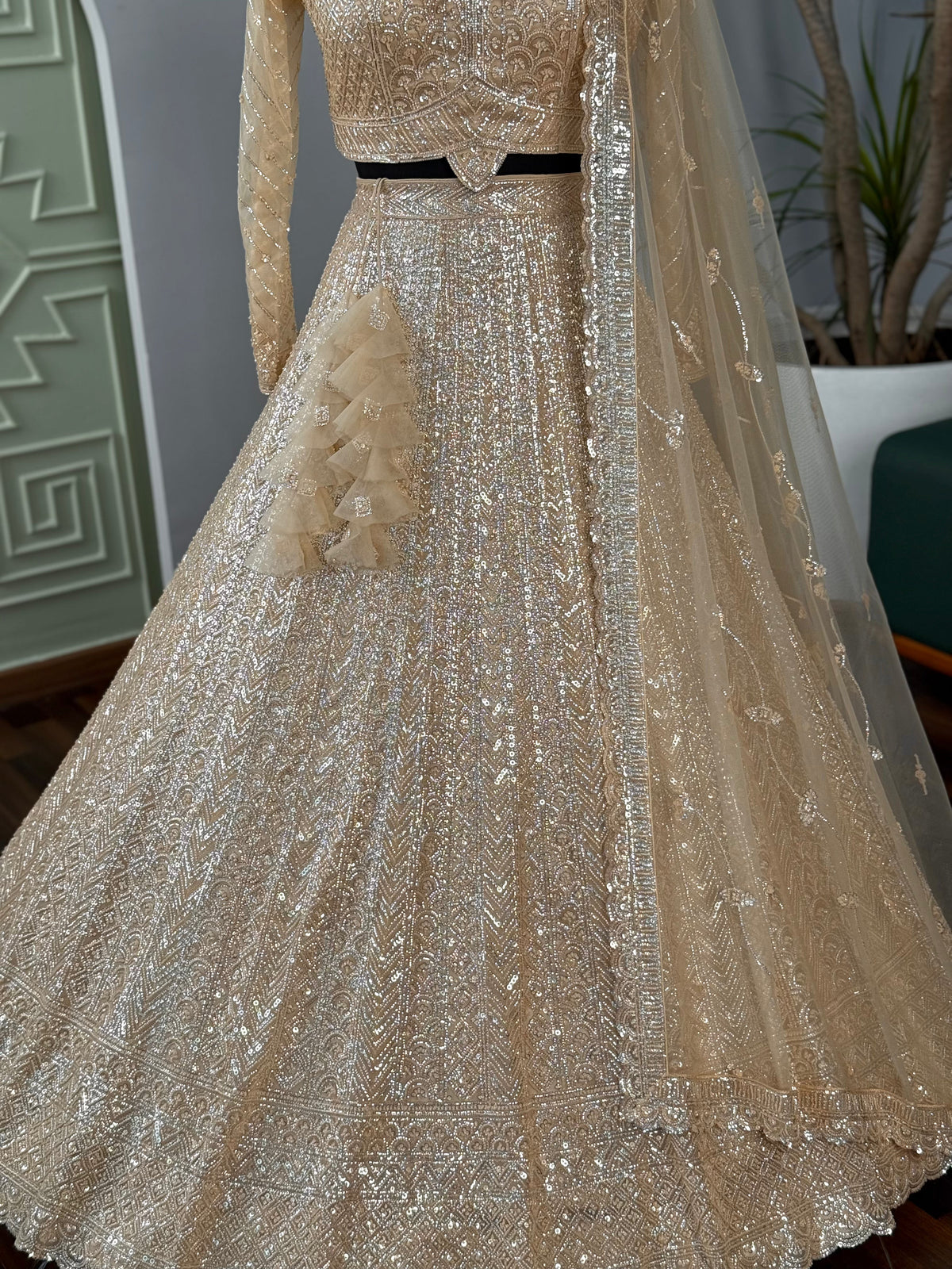 Golden color Hand Embroidery work Designer Lehenga Choli for Wedding Function BL1615