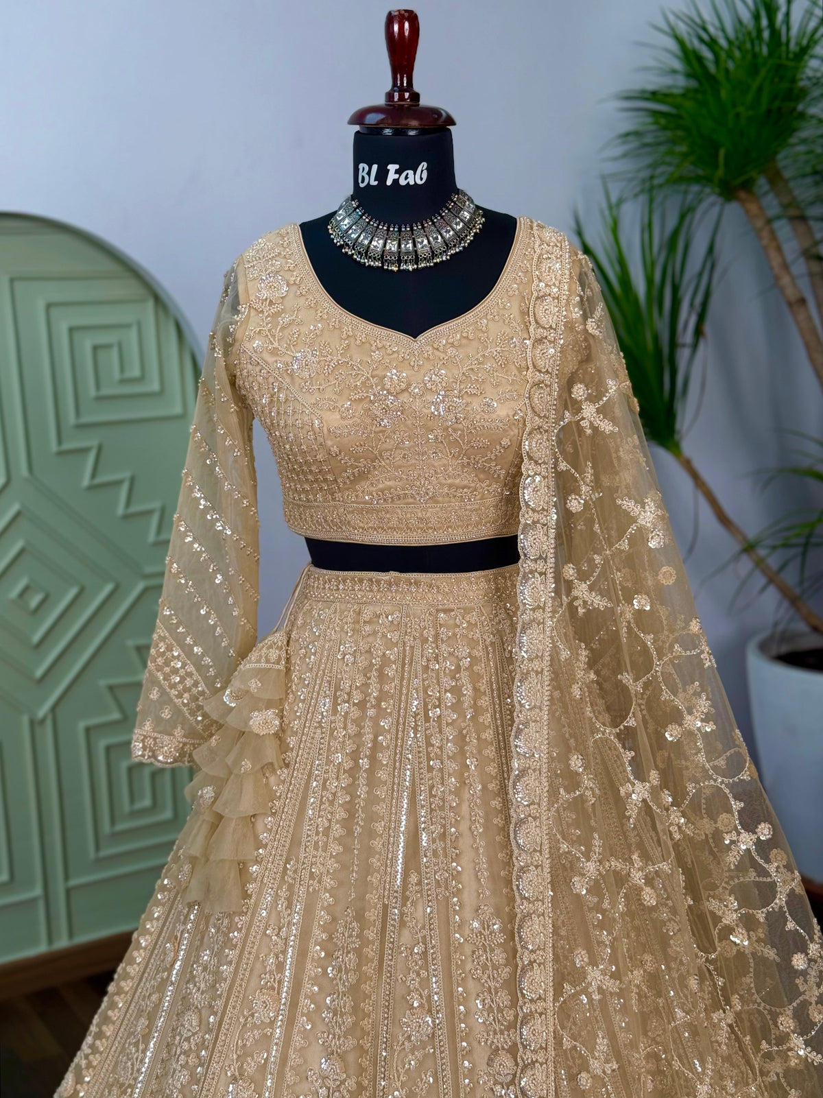 Golden color Hand Embroidery work Designer Lehenga Choli for Wedding Function BL1626