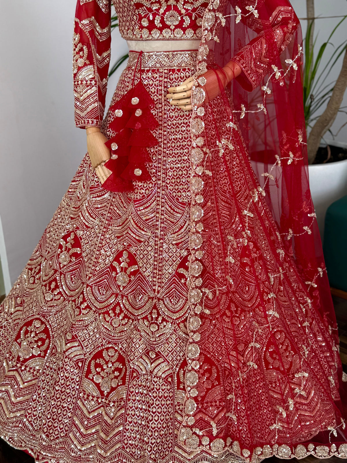 Red color Hand Embroidery work Designer Lehenga Choli for Wedding Function BL1609