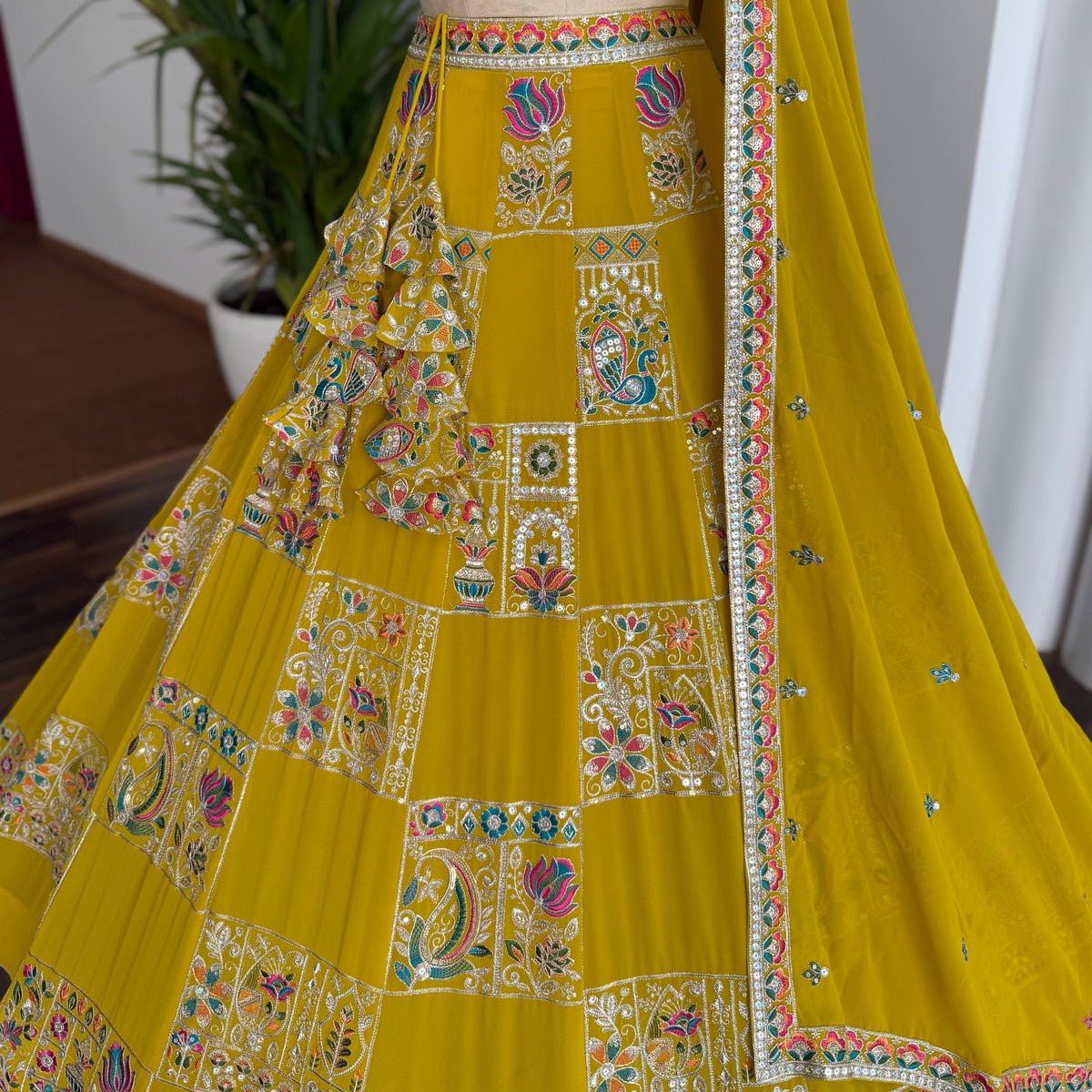 Yellow color Sequence Embroidery work Designer Lehenga Choli BL1584