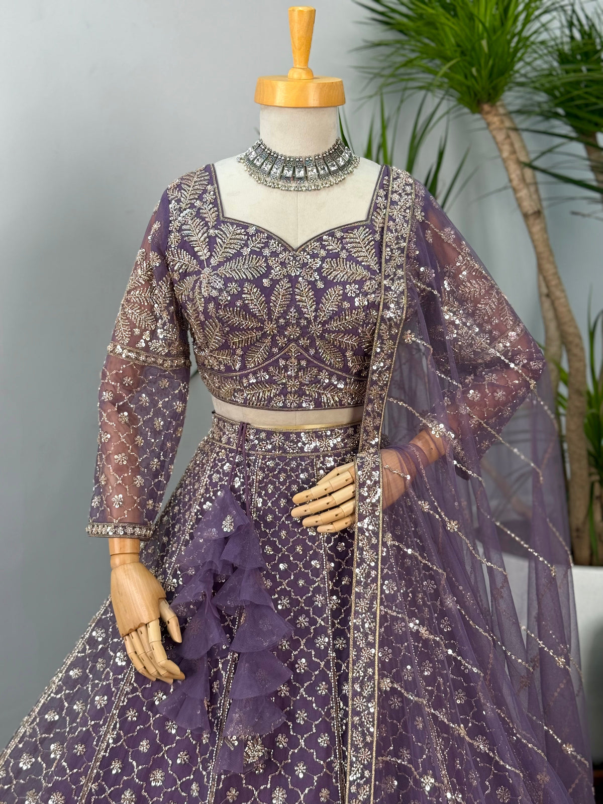 Purple color Hand Embroidery work Designer Lehenga Choli for Wedding Function BL1596