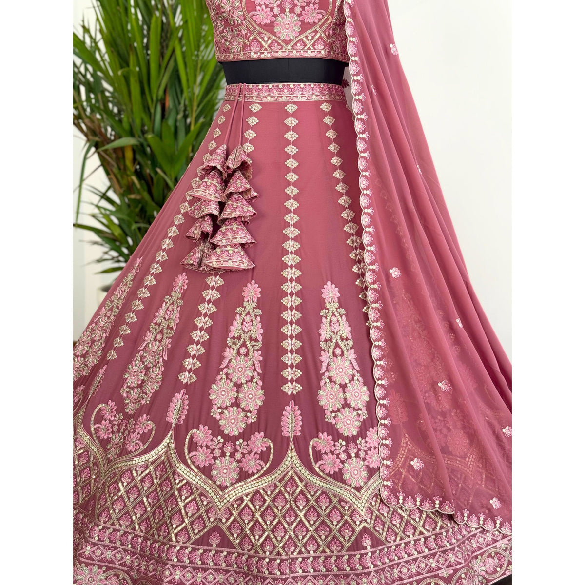 Rosy Pink Embroidery work Designer Lehenga Choli BL1585