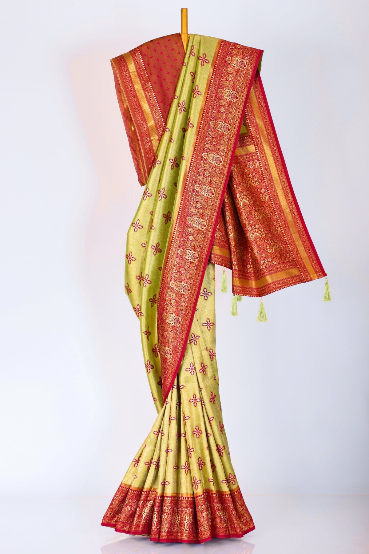 Light Green color Kanjivaram work Designer Saree BLS1001