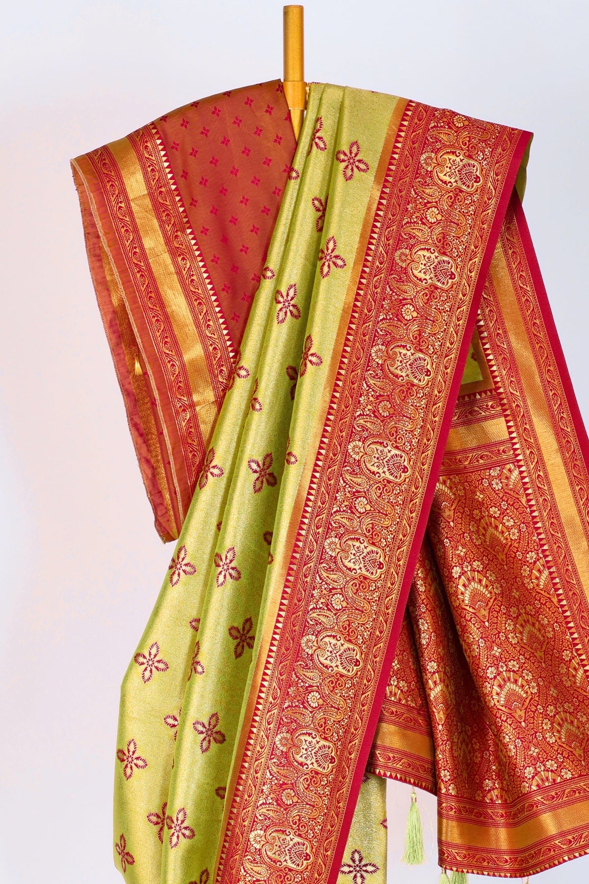 Light Green color Kanjivaram work Designer Saree BLS1001