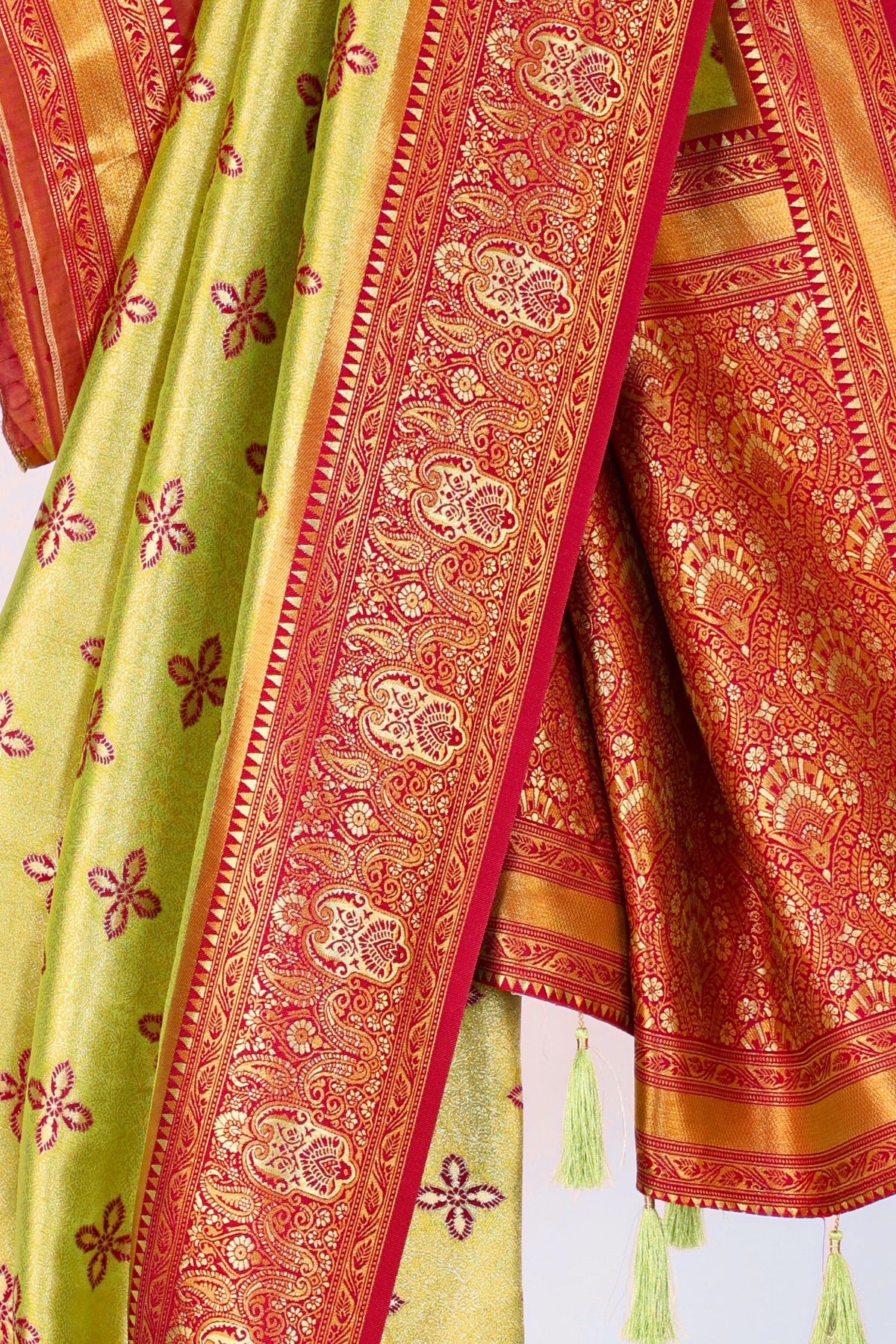 Light Green color Kanjivaram work Designer Saree BLS1001