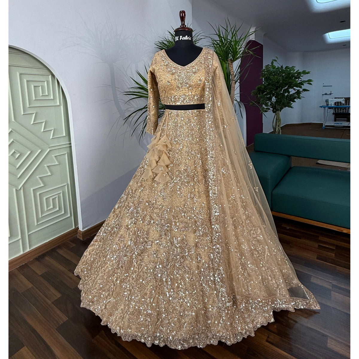 Cream color Hand Embroidery work Designer Lehenga Choli for Wedding Function BL1586