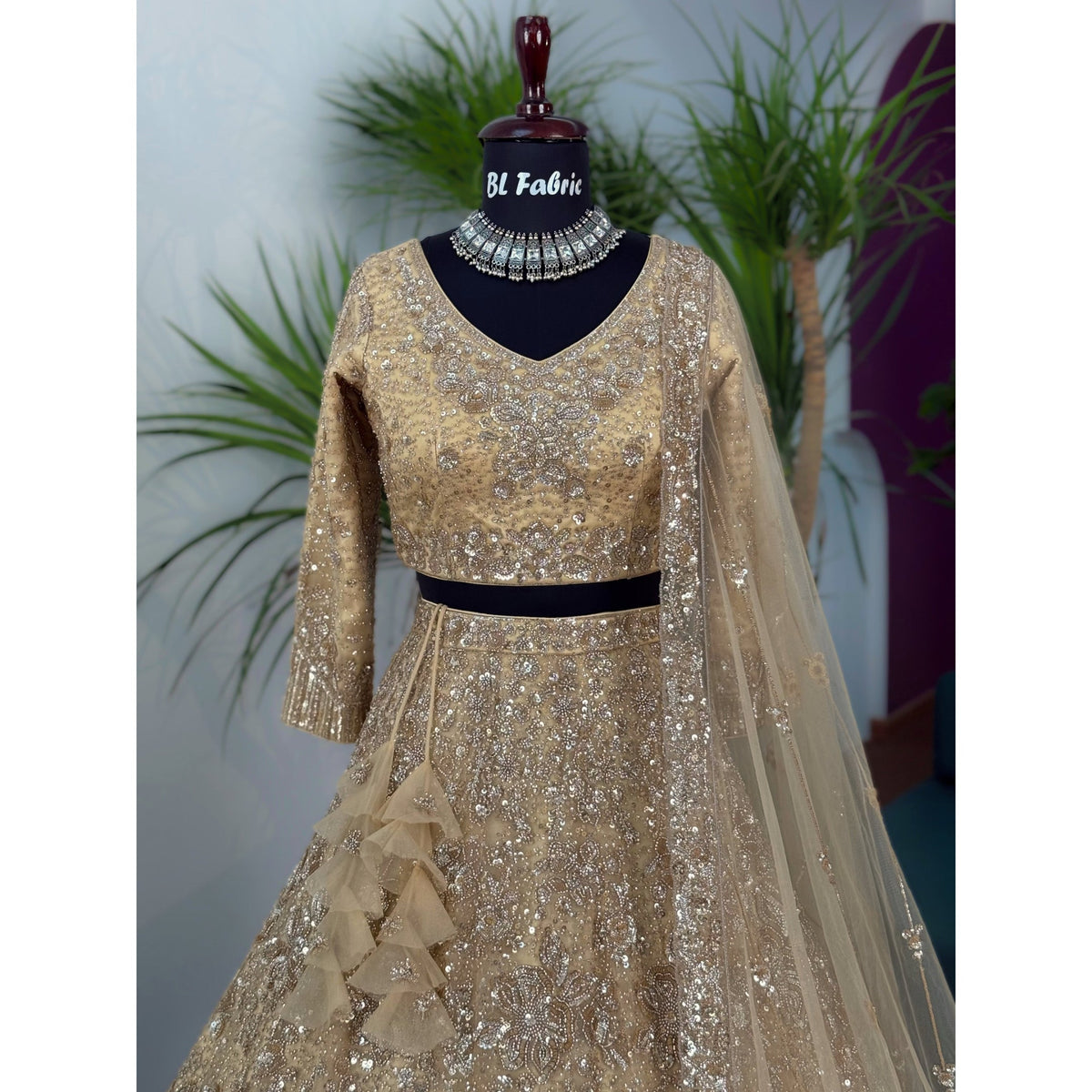 Cream color Hand Embroidery work Designer Lehenga Choli for Wedding Function BL1586