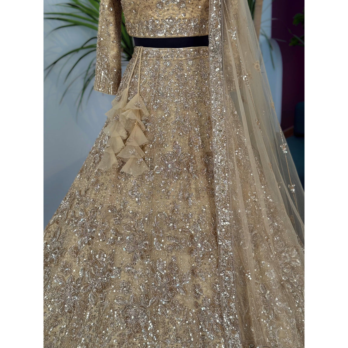 Cream color Hand Embroidery work Designer Lehenga Choli for Wedding Function BL1586