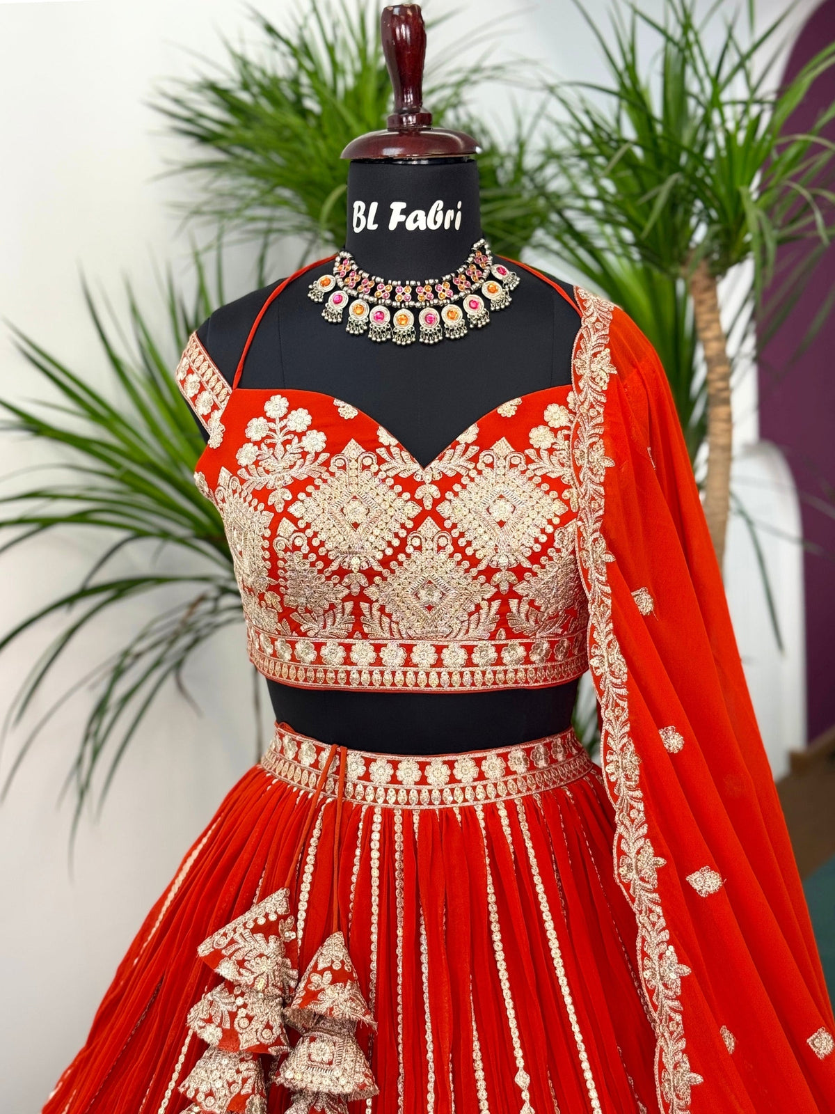 Orange color Sequence Embroidery work Designer Lehenga Choli BL1594