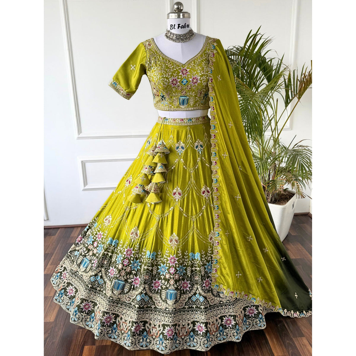 Shadding Mehendi Green color Sequence Embroidery work Designer Lehenga Choli for Wedding Function BL1552