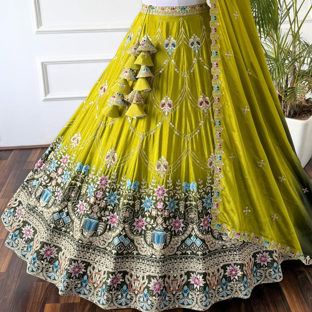 Shadding Mehendi Green color Sequence Embroidery work Designer Lehenga Choli for Wedding Function BL1552