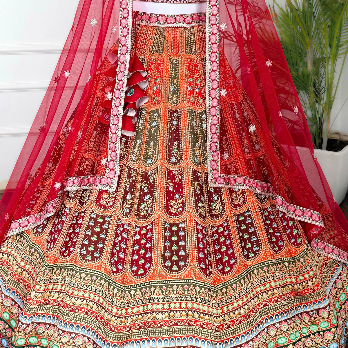 Multi color Sequence & Thread Embroidery work Designer Lehenga with Maroon choli for Any Function BL1482_jacard