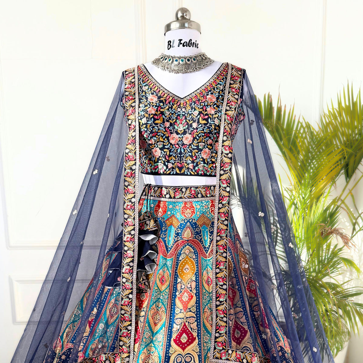 Multi color Sequence & Thread Embroidery work Designer Lehenga with Blue choli for Any Function BL1485_Jacard_Blue