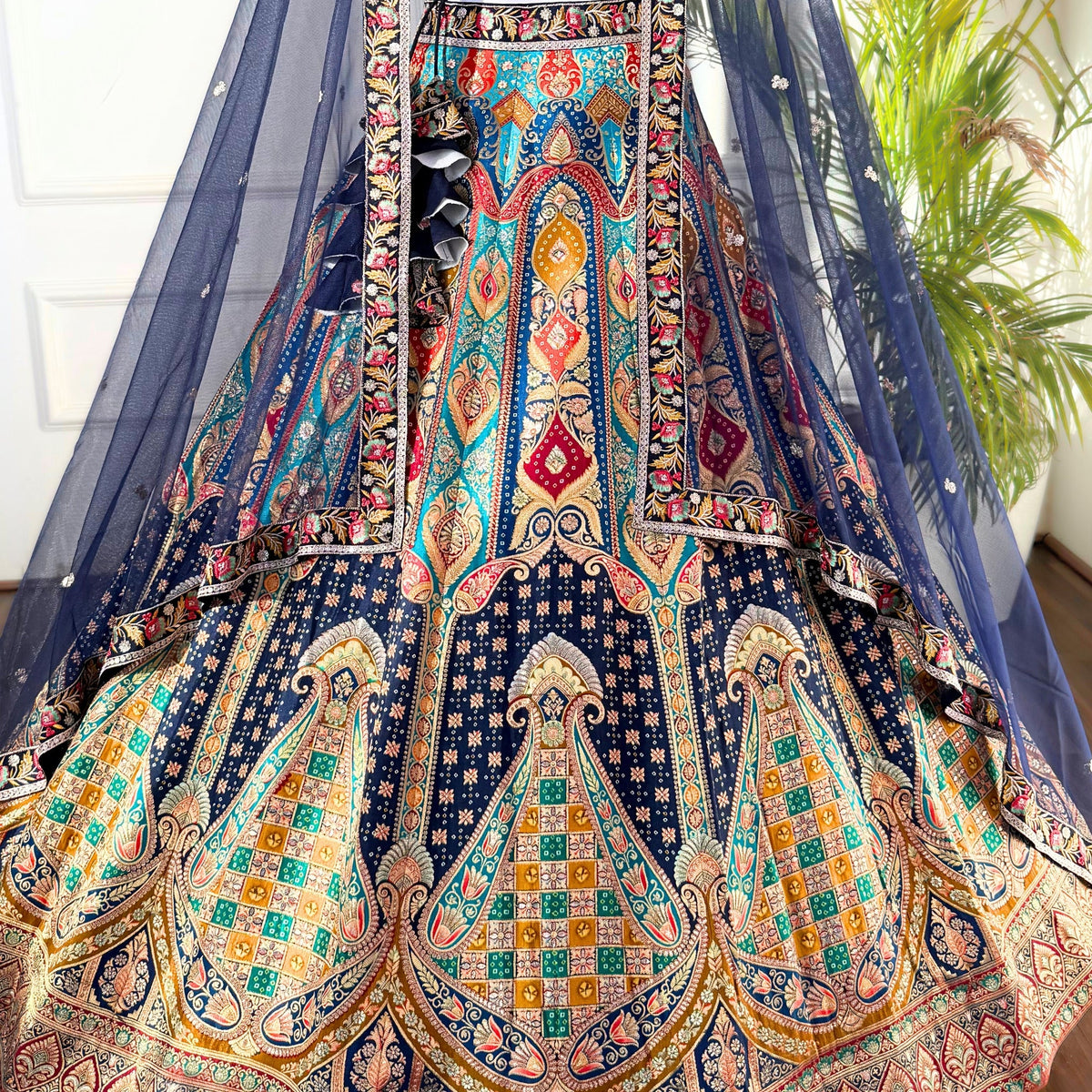Multi color Sequence & Thread Embroidery work Designer Lehenga with Blue choli for Any Function BL1485_Jacard_Blue