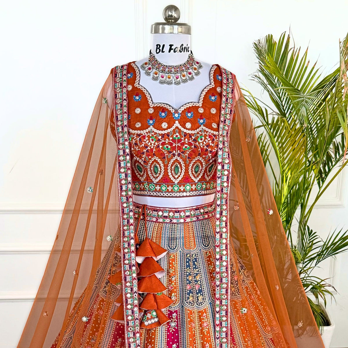 Multi color Sequence & Thread Embroidery work Designer Lehenga with Orange choli for Any Function BL1488_Jacard_Orange