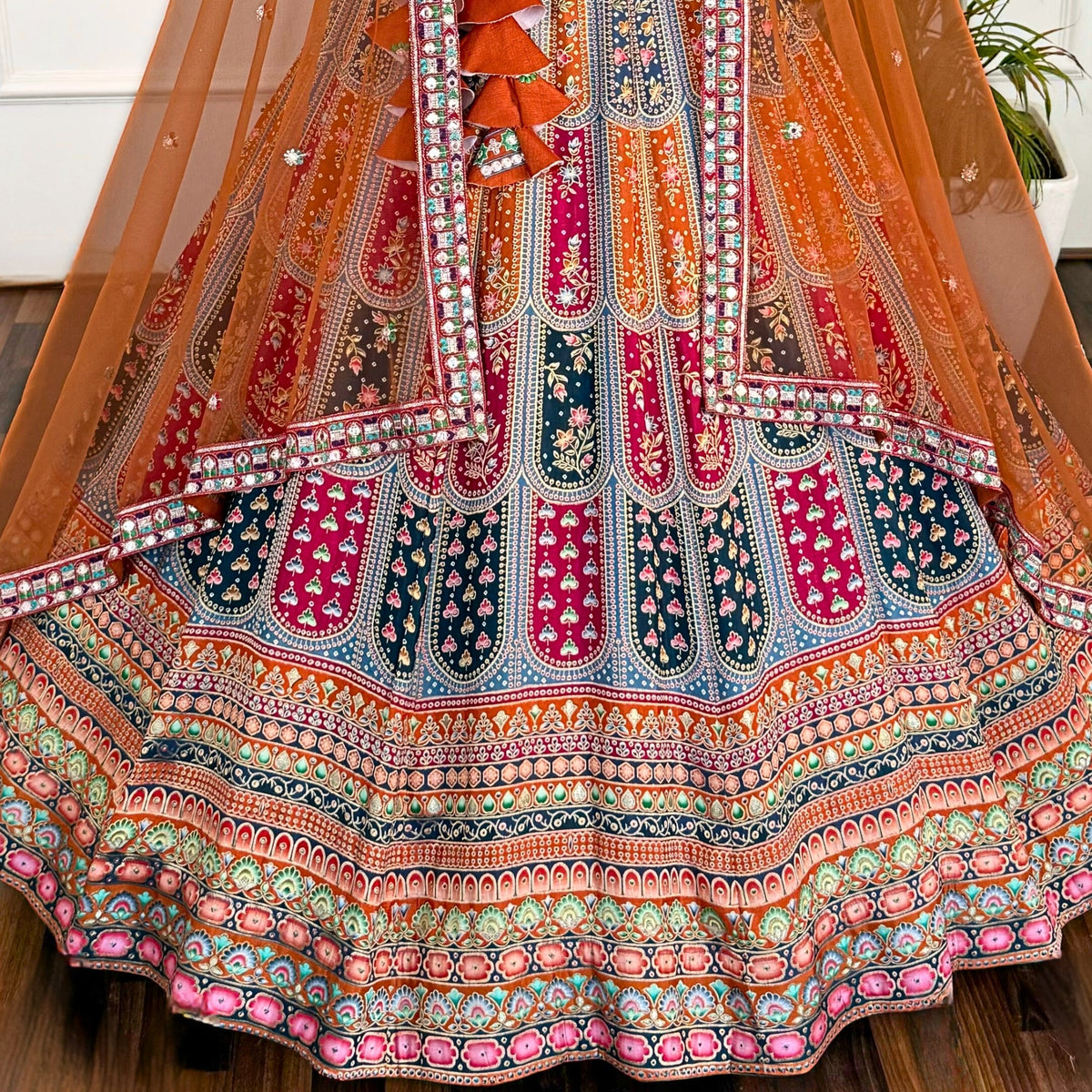 Multi color Sequence & Thread Embroidery work Designer Lehenga with Orange choli for Any Function BL1488_Jacard_Orange
