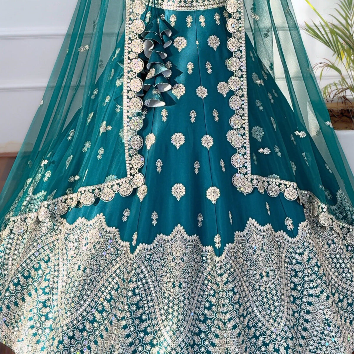 Mid Green color Sequence Thread work Designer Wedding Lehenga Choli For Wedding Function BL1489