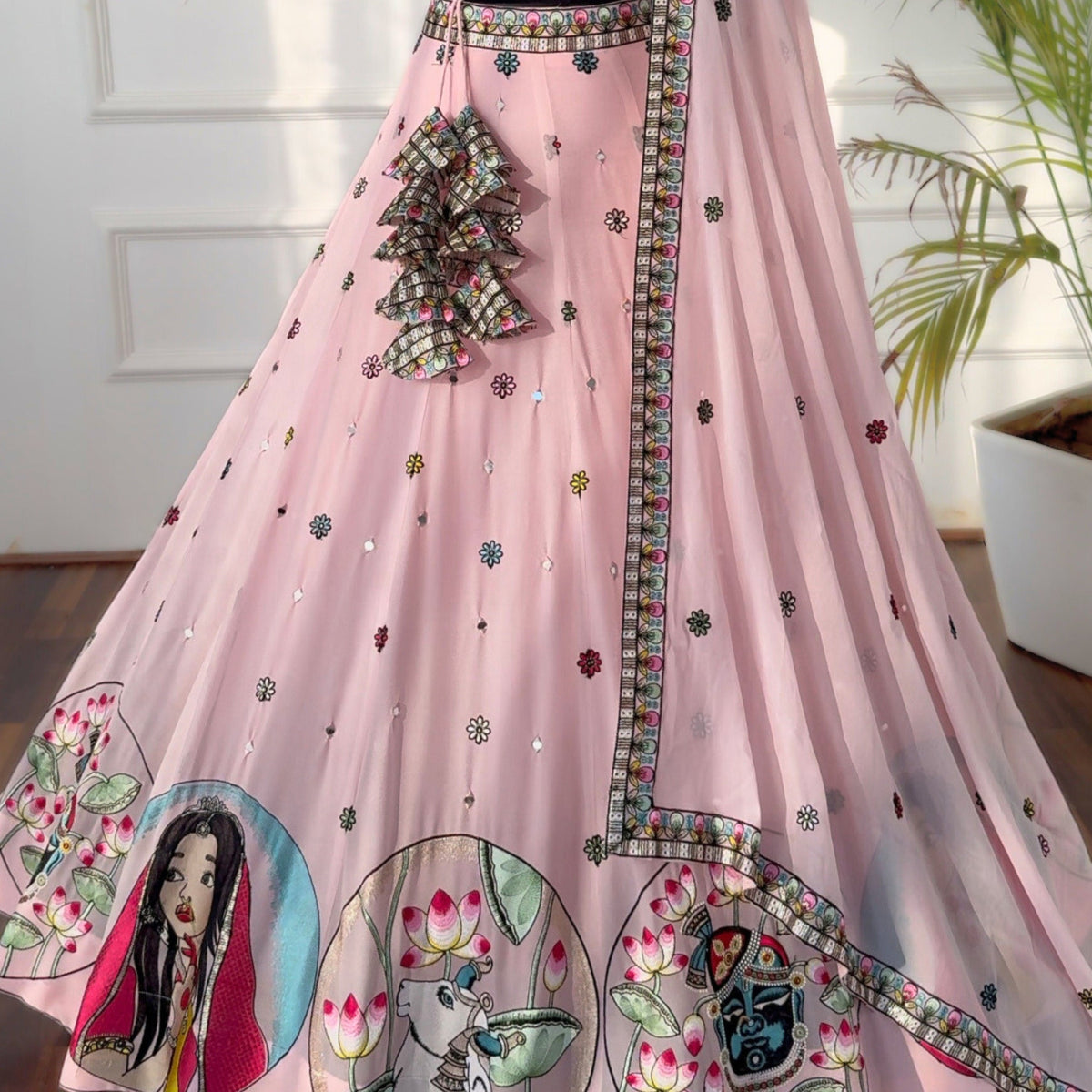 light Pink color Real Mirror Embroidery & Sequence work Designer Lehenga Choli for Wedding Function BL1495