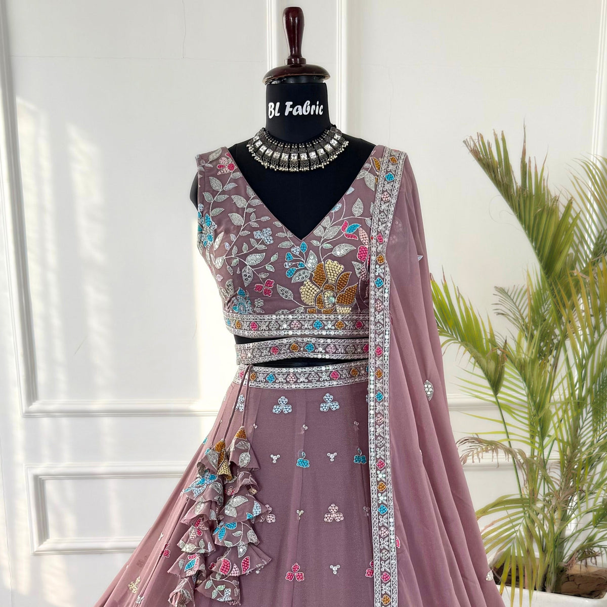 Rosy Peach color Sequence Embroidery work Designer Lehenga Choli for Wedding Function BL1500