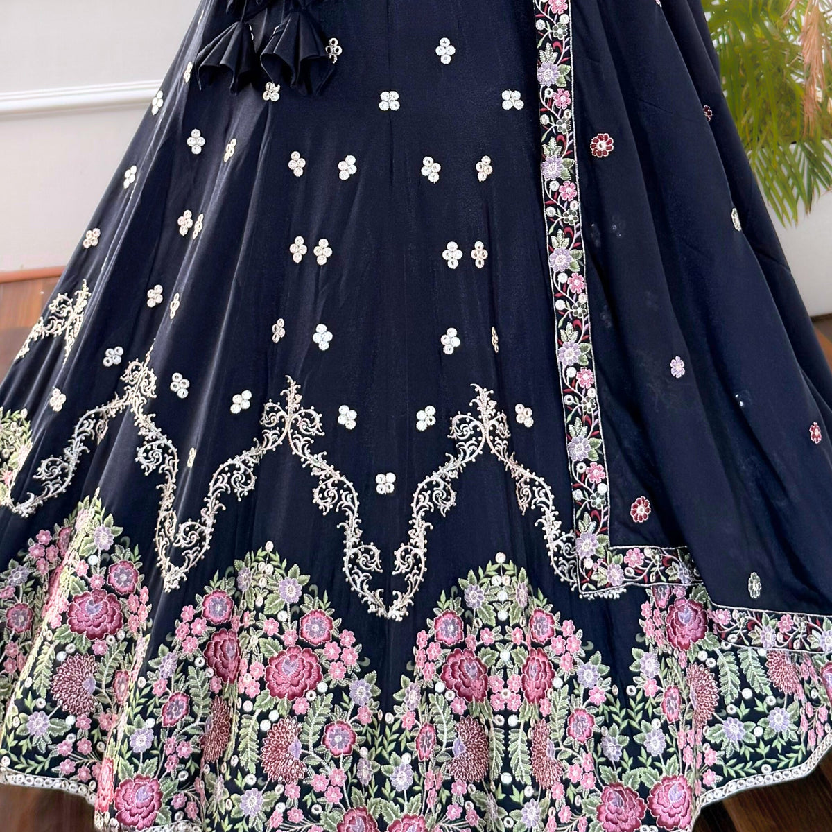 Neavy Blue color Sequence Embroidery work Designer Lehenga Choli for Wedding Function BL1501