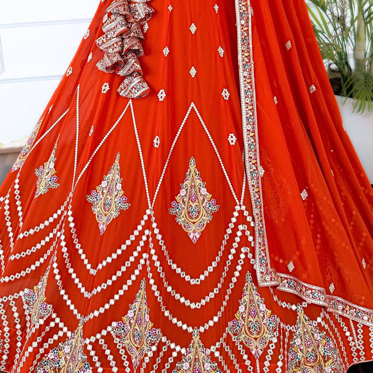 Orange color Sequence Embroidery work Designer Lehenga Choli for Wedding Function BL1503