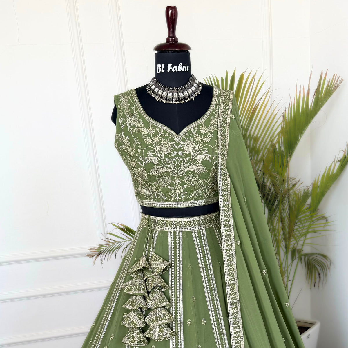 Mehendi Green color Sequence Embroidery work Designer Lehenga Choli for Wedding Function BL1508