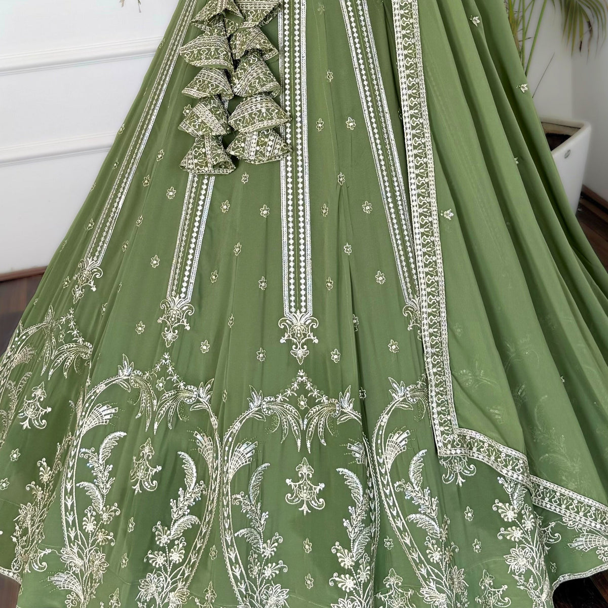 Mehendi Green color Sequence Embroidery work Designer Lehenga Choli for Wedding Function BL1508