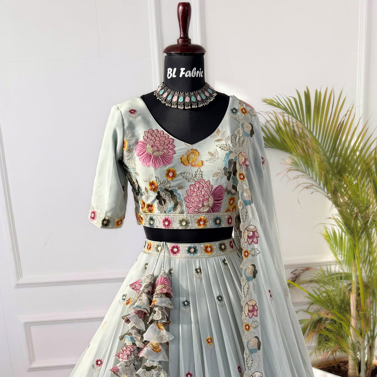 Pastal Green color Sequence Embroidery work Designer Lehenga Choli for Wedding Function BL1509