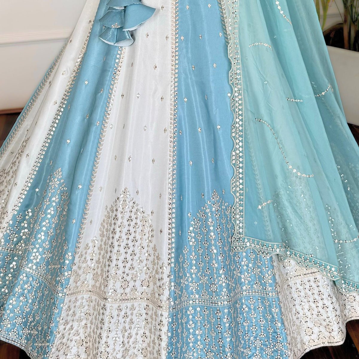 Multi color Sequence Thread Embroidery work Designer Lehenga Choli for Any Function BL1512