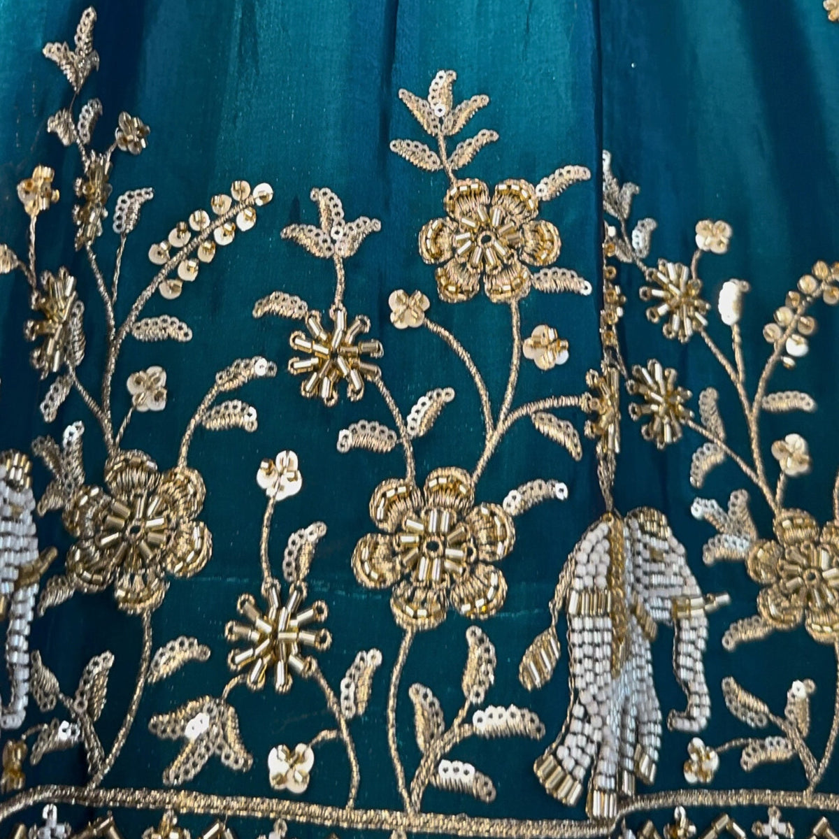 Mid Green color Bids Embroidery work Designer Lehenga Choli for Wedding Function BL1514