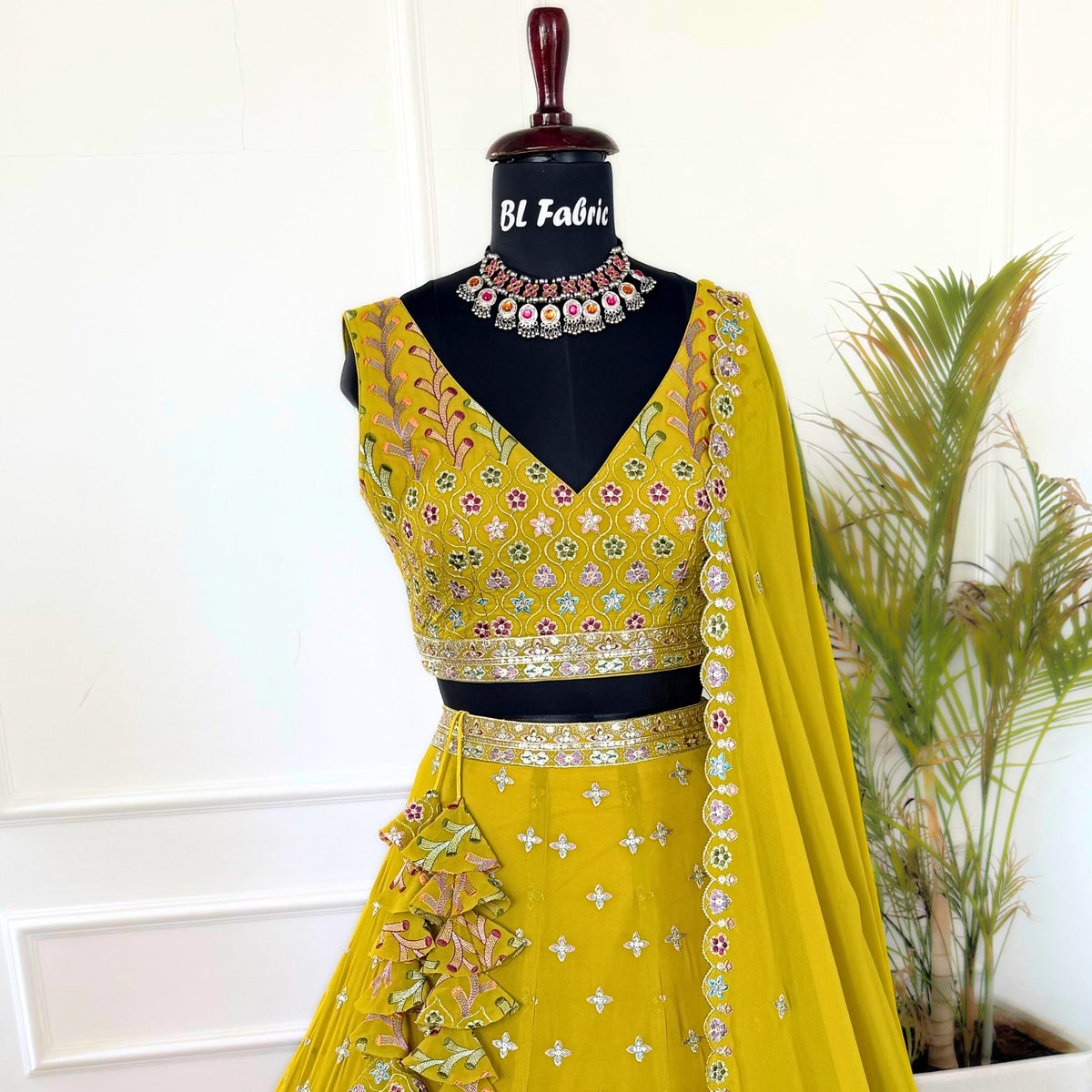 Yellow color Sequence Embroidery work Designer Lehenga Choli for Wedding Function BL1516