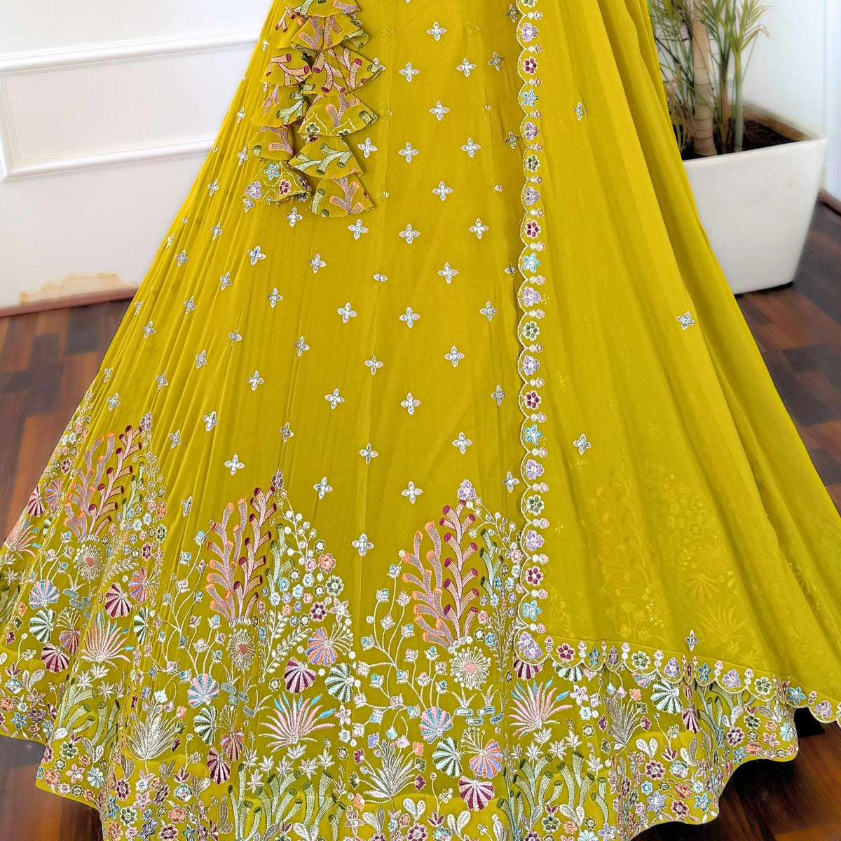 Yellow color Sequence Embroidery work Designer Lehenga Choli for Wedding Function BL1516