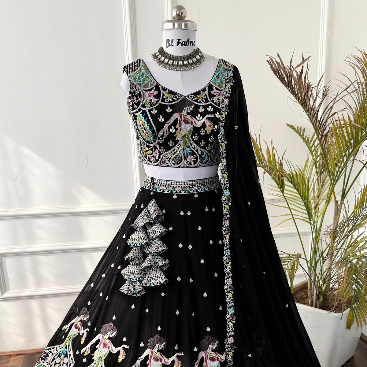 Black color Sequence Thread Embroidery work Designer Lehenga Choli for Wedding Function BL1522