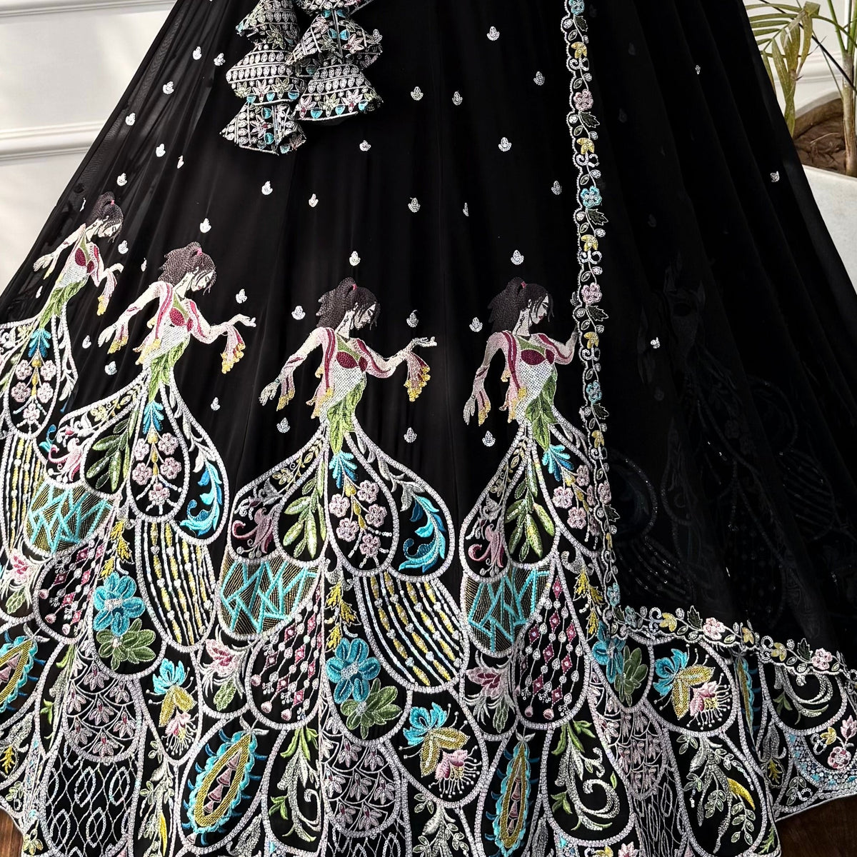 Black color Sequence Thread Embroidery work Designer Lehenga Choli for Wedding Function BL1522