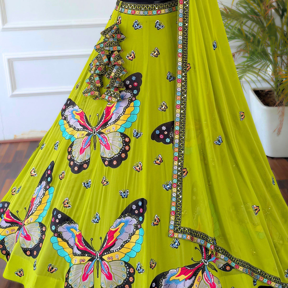 Parrot Green color Sequence Thread work Designer Wedding Lehenga Choli For Any Function BL1526