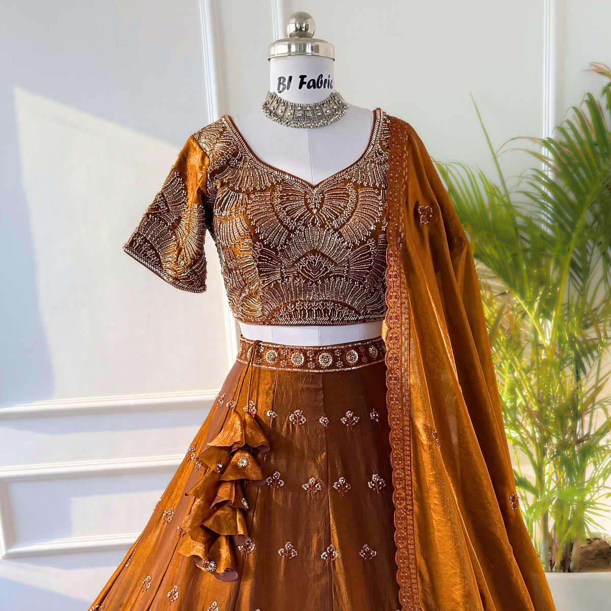 Brown color Hand Embroidery work Designer Lehenga Choli BL1527