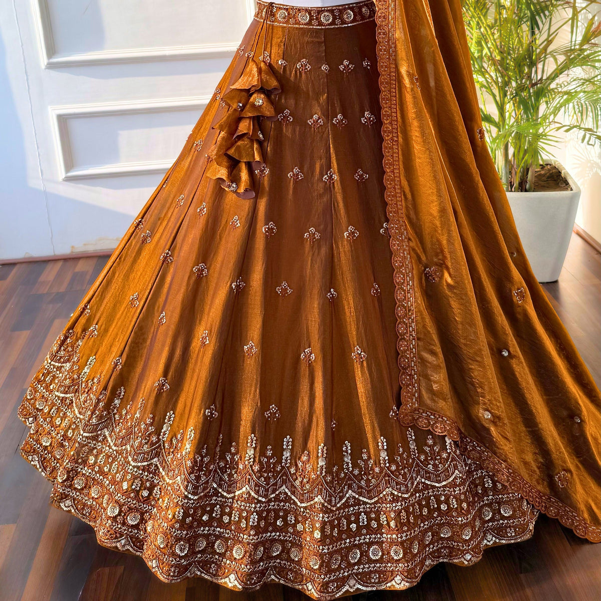 Brown color Hand Embroidery work Designer Lehenga Choli BL1527