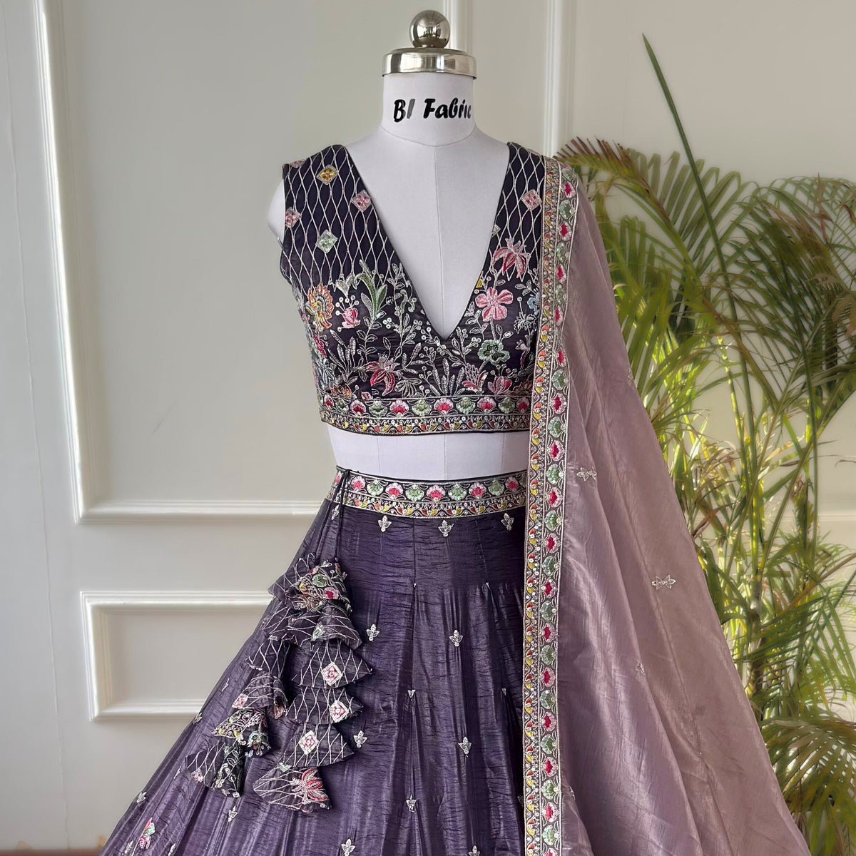 Shadding Purple color Zari Embroidery work Designer Lehenga Choli BL1529