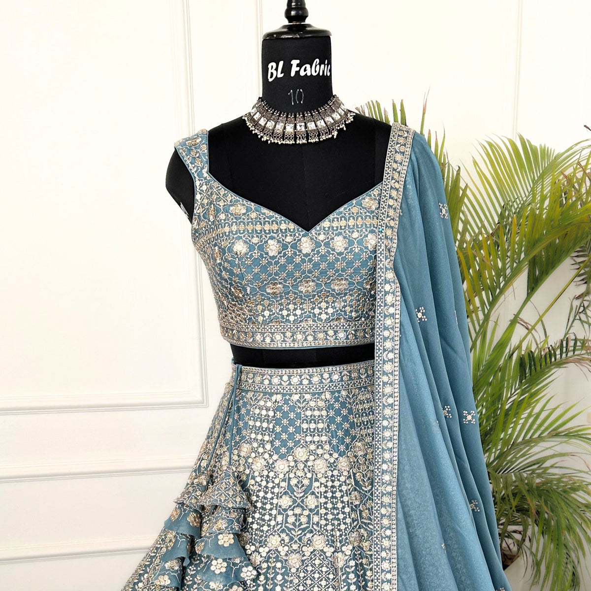 Skyblue color Embroidery & Sequence work Designer Lehenga Choli for Wedding Function BL1442