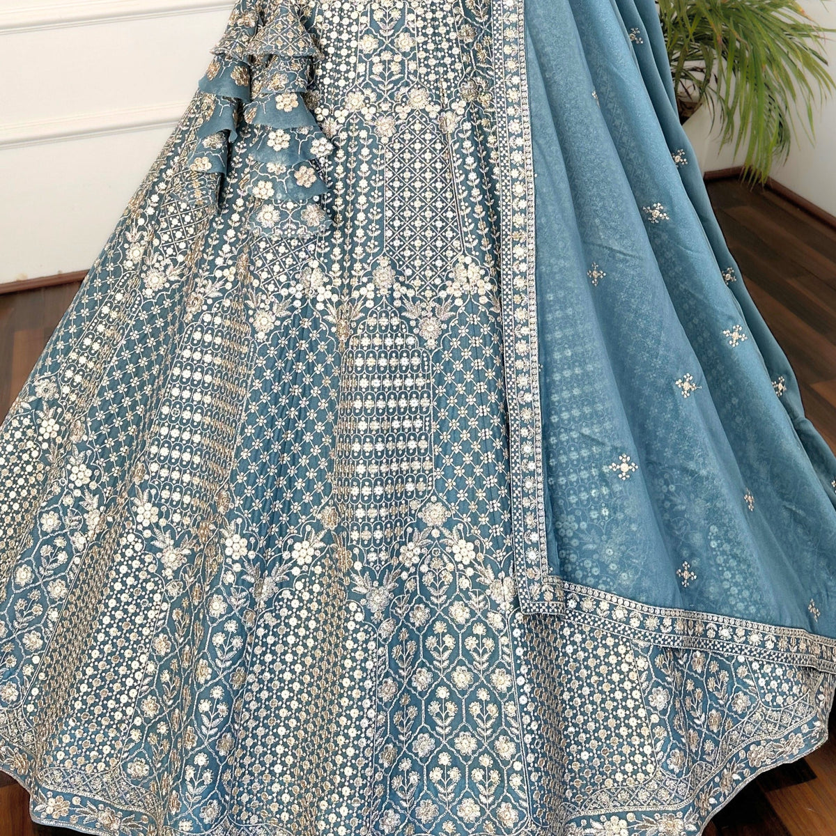 Skyblue color Embroidery & Sequence work Designer Lehenga Choli for Wedding Function BL1442