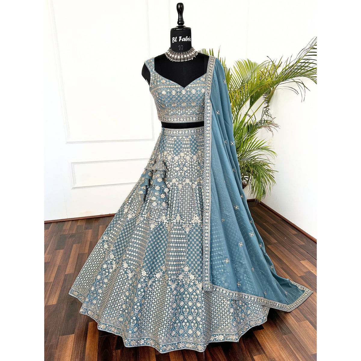 Skyblue color Embroidery & Sequence work Designer Lehenga Choli for Wedding Function BL1442
